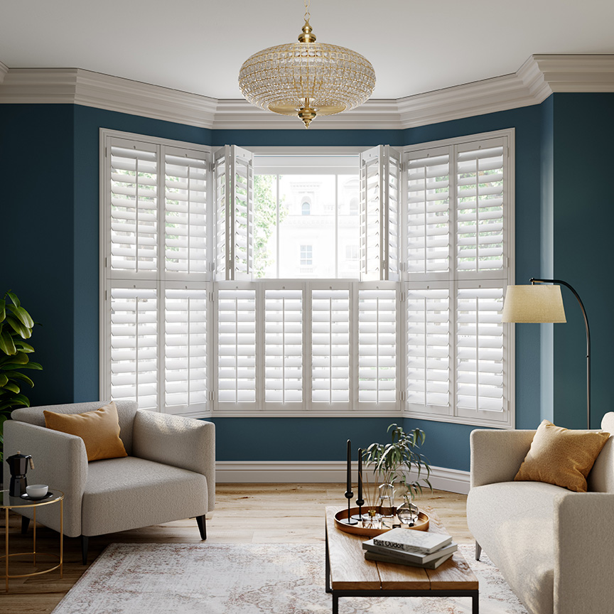Apex Plantation Shutters Tropical Blinds July Austin Tier on Tier Open Panels Living Room Correct